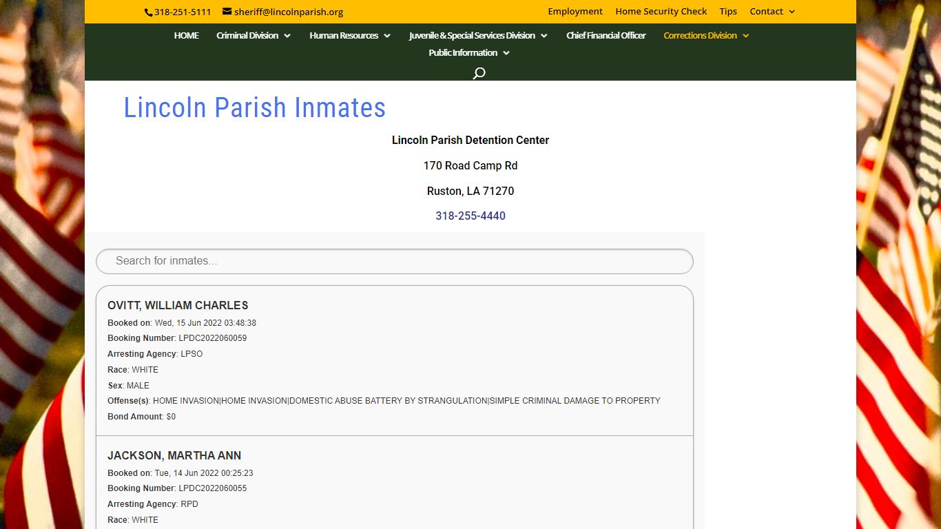 Inmates - Lincoln Parish Sheriff's Office